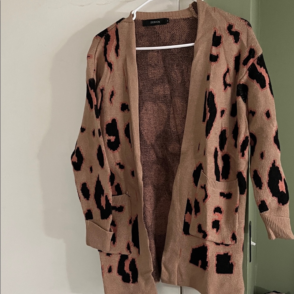 Zessica Tan and Black Animal Print Cardigan
